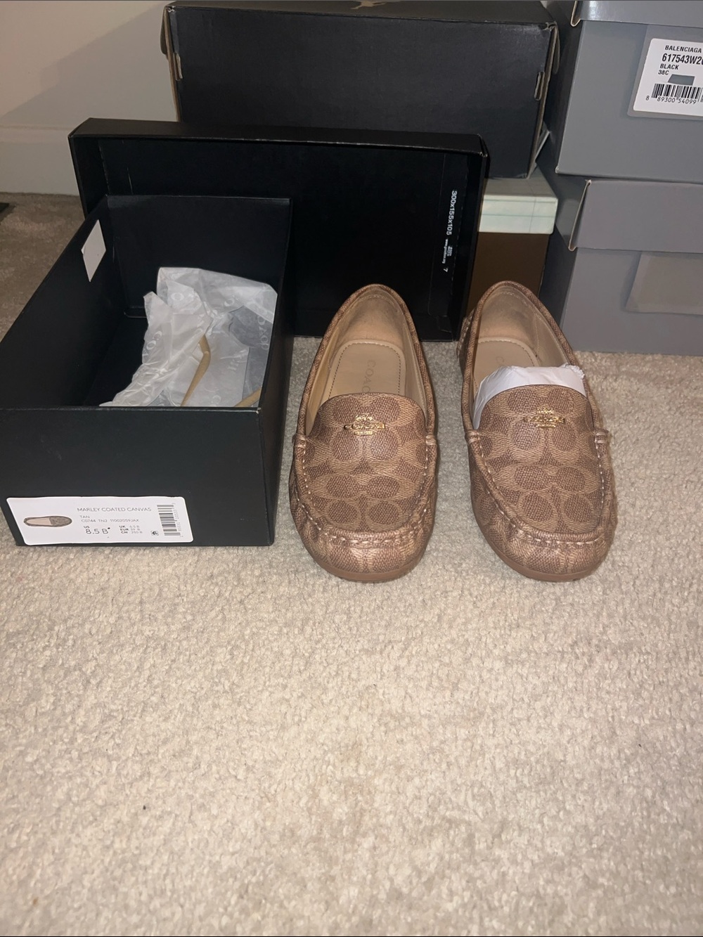 Coach Metallic Brown Signature flats with Gold-Tone Accent